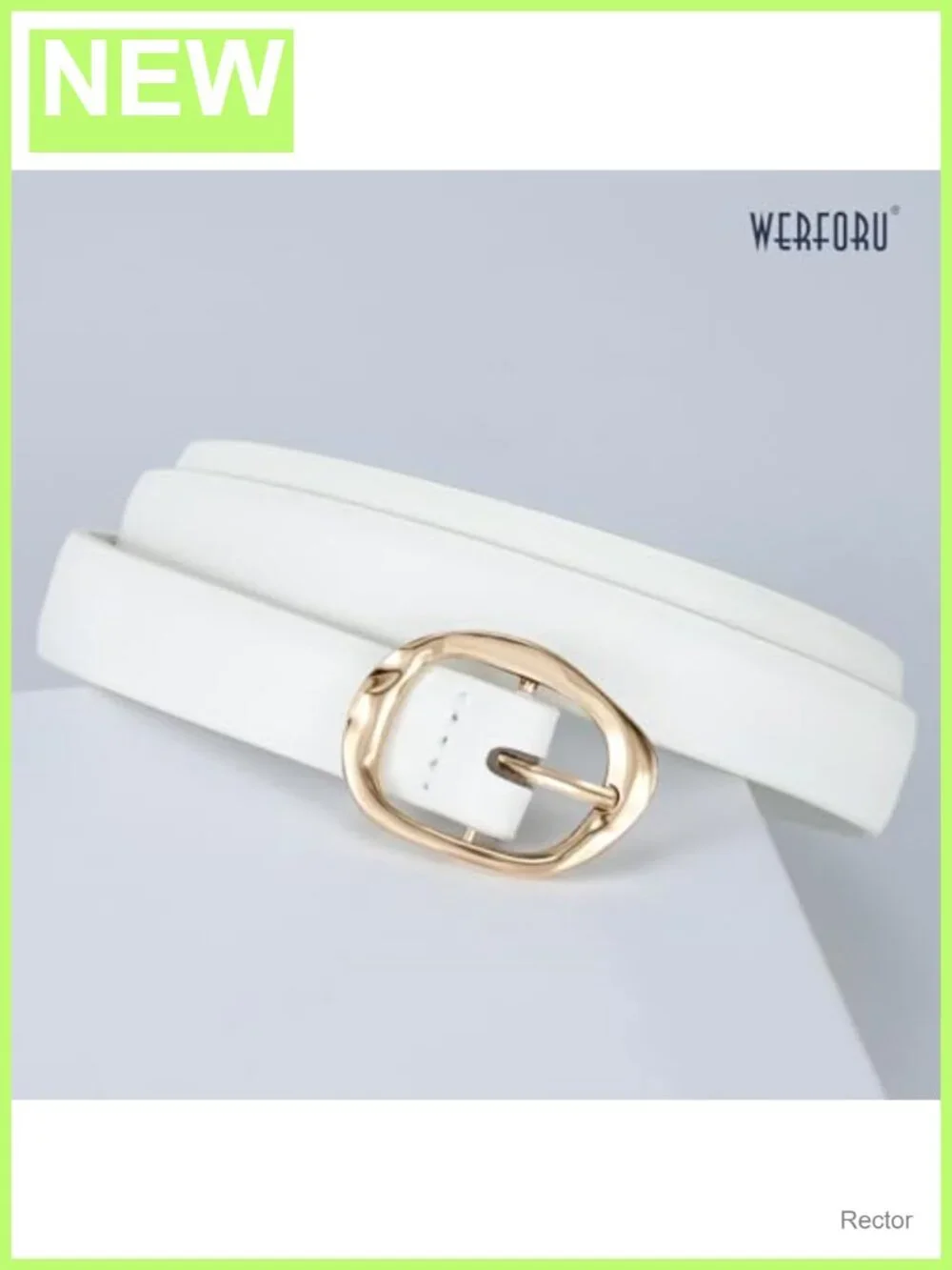 Women's Skinny PU Leather Belt with Gold Buckle